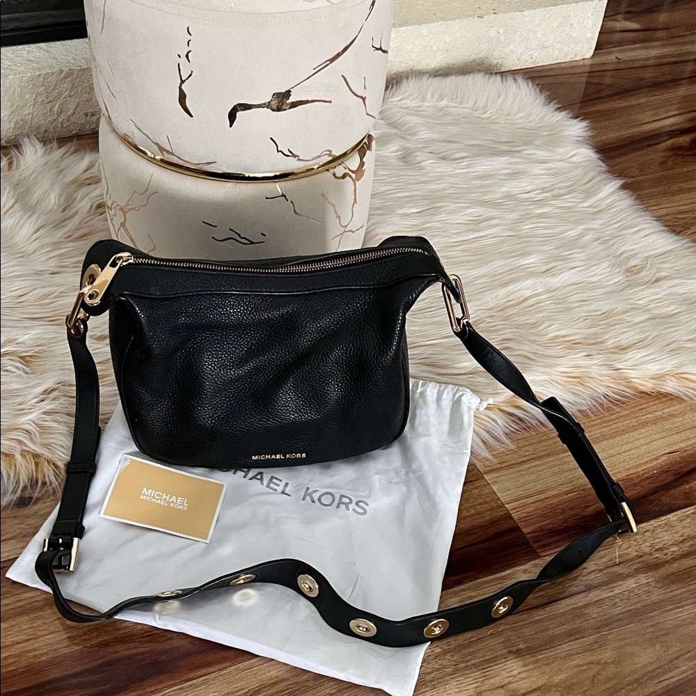 Michael Kors Black Pebbled Leather Crossbody Bag
